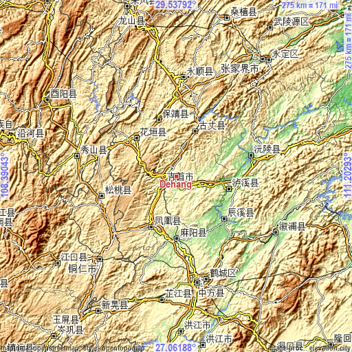 Topographic map of Dehang