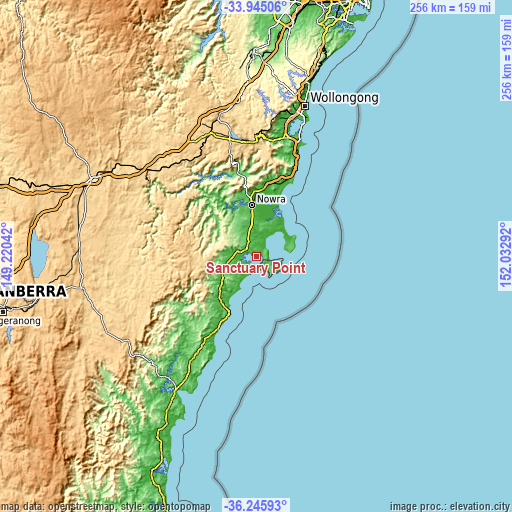 Topographic map of Sanctuary Point