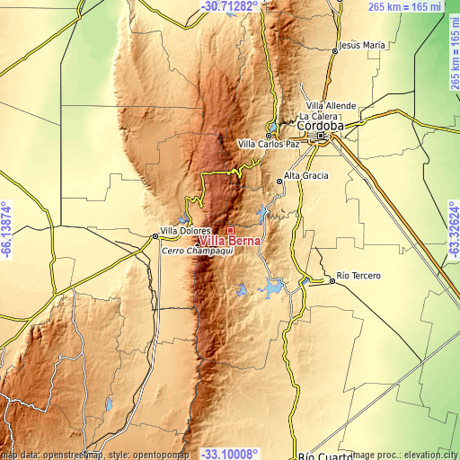 Topographic map of Villa Berna