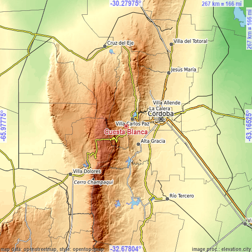 Topographic map of Cuesta Blanca