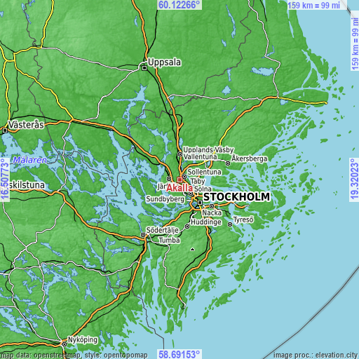 Topographic map of Akalla