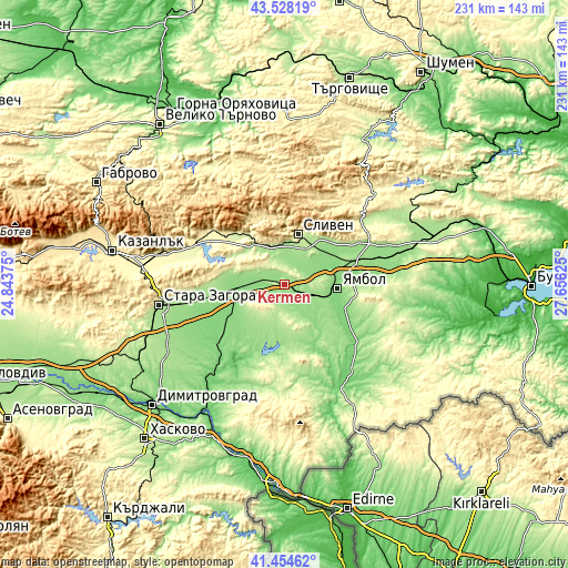 Topographic map of Kermen