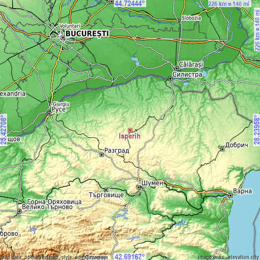 Topographic map of Isperih