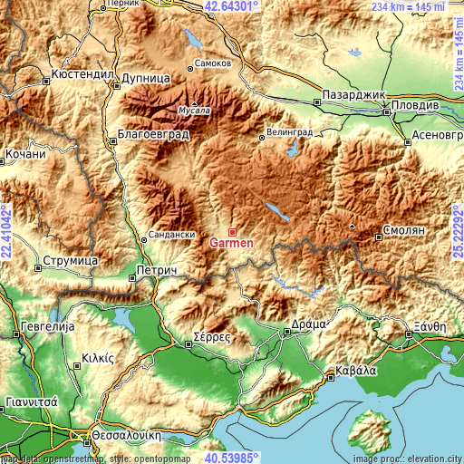 Topographic map of Garmen