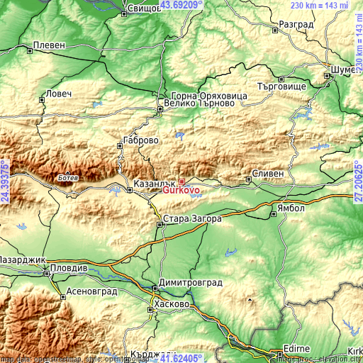 Topographic map of Gurkovo