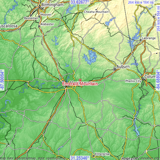 Topographic map of Emerald Mountain