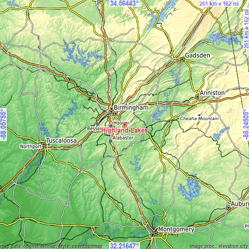 Topographic map of Highland Lakes