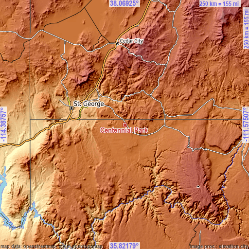 Topographic map of Centennial Park