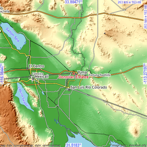 Topographic map of Donovan Estates