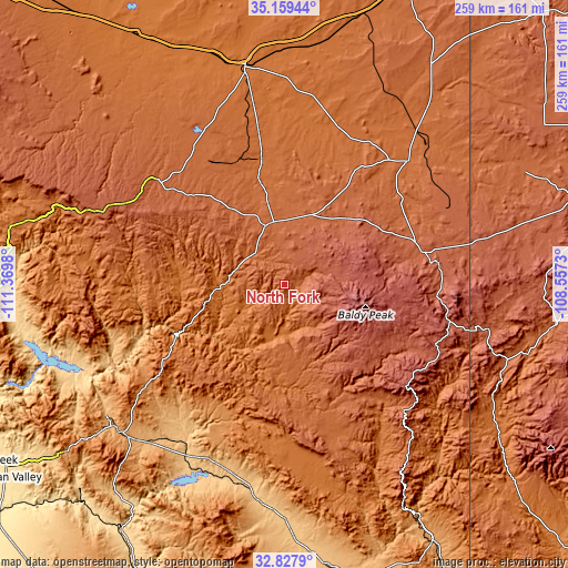 Topographic map of North Fork