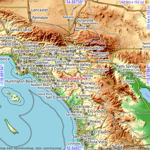 Topographic map of Meadowbrook