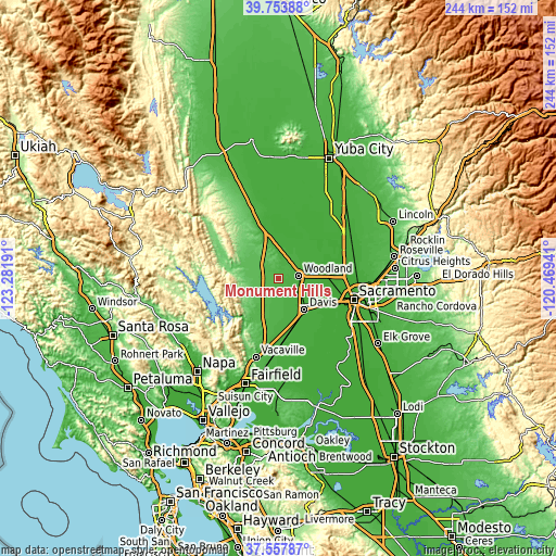 Topographic map of Monument Hills