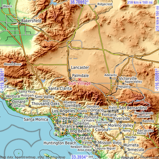 Topographic map of Sun Village