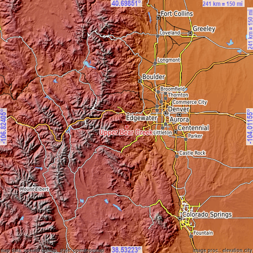 Topographic map of Upper Bear Creek