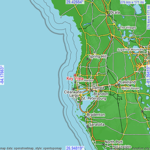 Topographic map of Key Vista