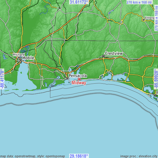 Topographic map of Midway