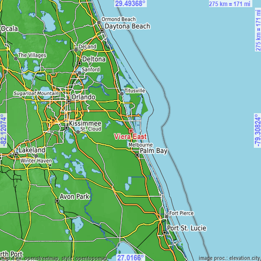 Topographic map of Viera East