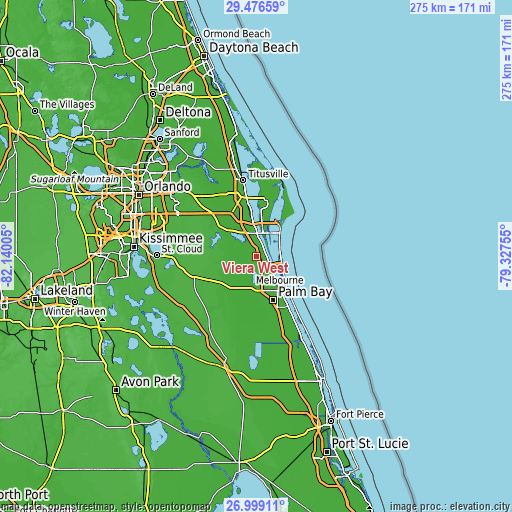 Topographic map of Viera West