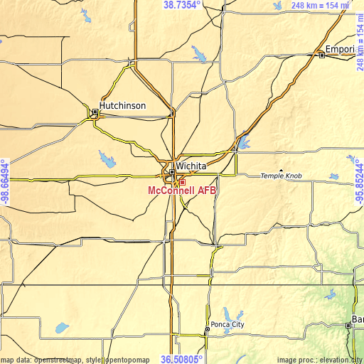 Topographic map of McConnell AFB