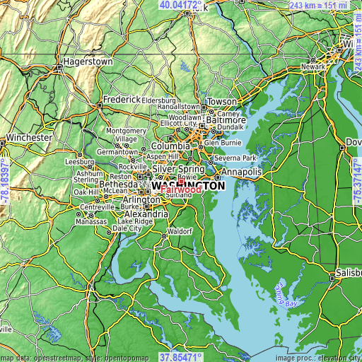 Topographic map of Fairwood