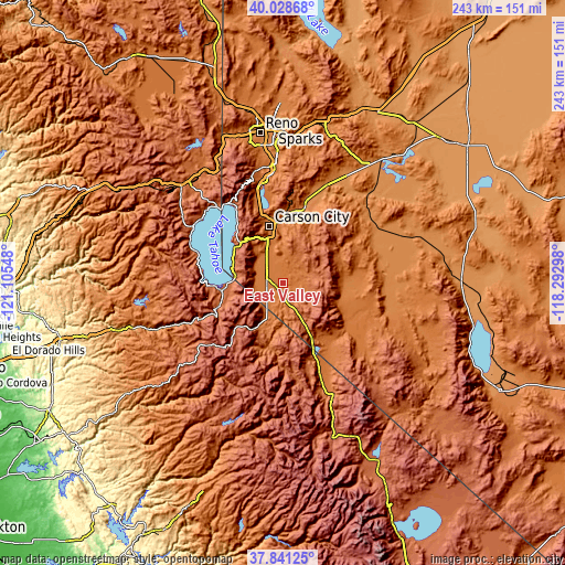 Topographic map of East Valley