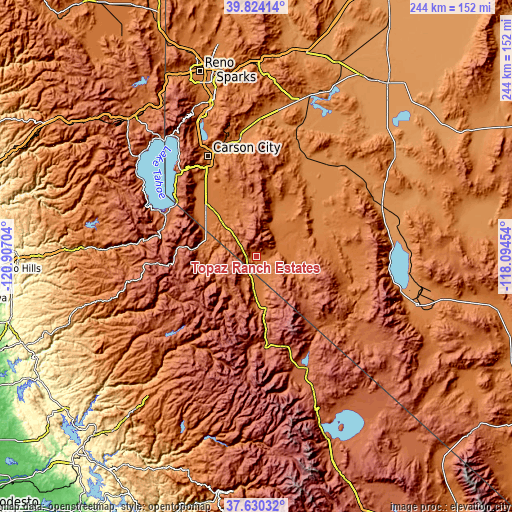 Topographic map of Topaz Ranch Estates