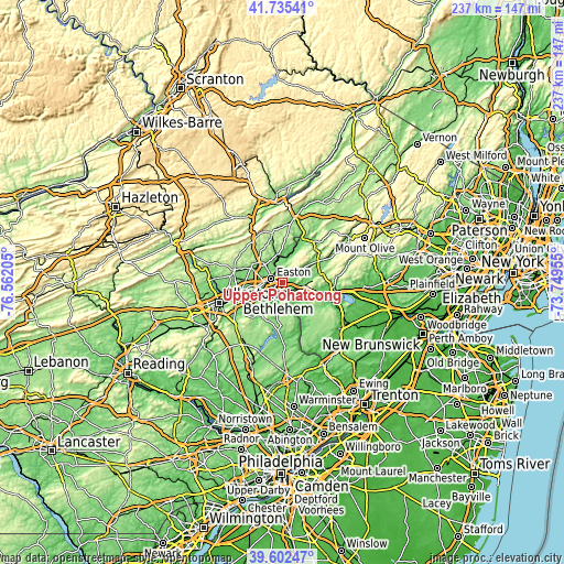 Topographic map of Upper Pohatcong