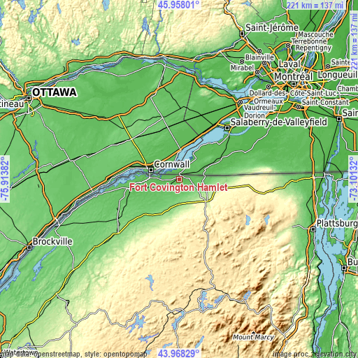 Topographic map of Fort Covington Hamlet