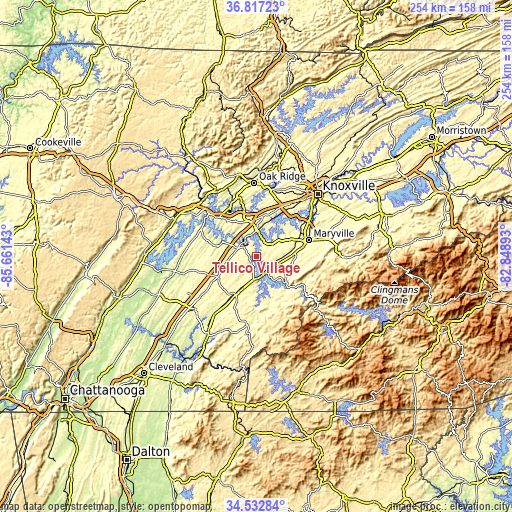 Topographic map of Tellico Village