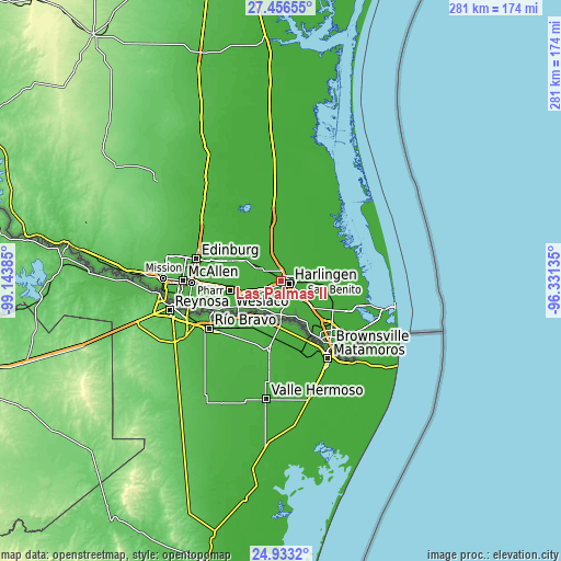 Topographic map of Las Palmas II