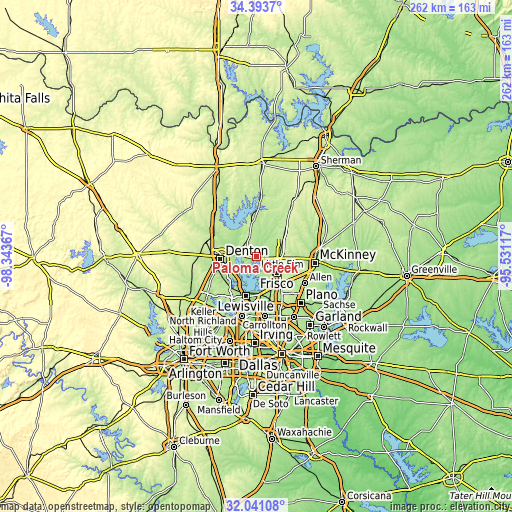 Topographic map of Paloma Creek