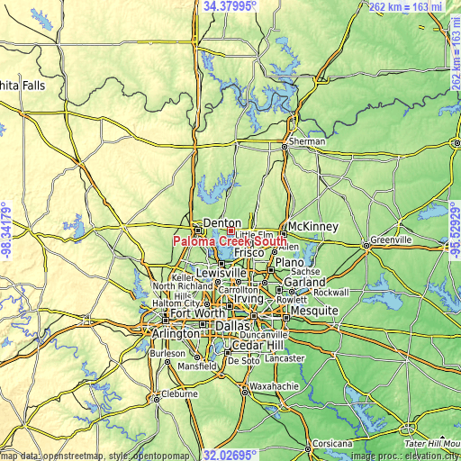 Topographic map of Paloma Creek South