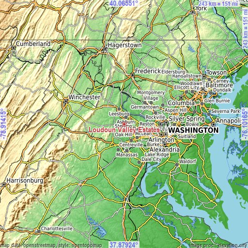 Topographic map of Loudoun Valley Estates