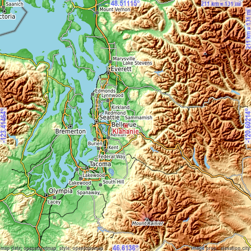 Topographic map of Klahanie