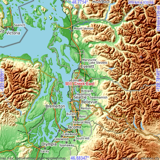 Topographic map of Mill Creek East