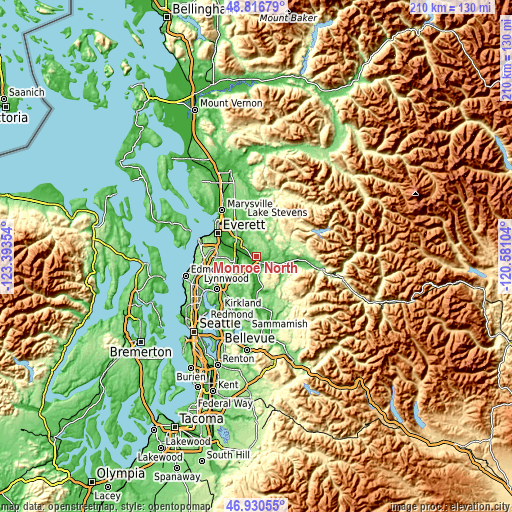 Topographic map of Monroe North