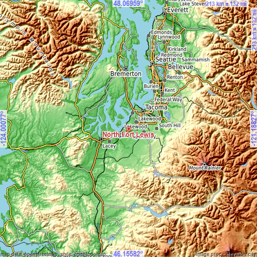 Topographic map of North Fort Lewis
