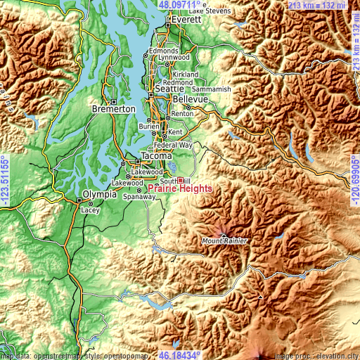 Topographic map of Prairie Heights