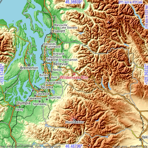 Topographic map of Wilderness Rim