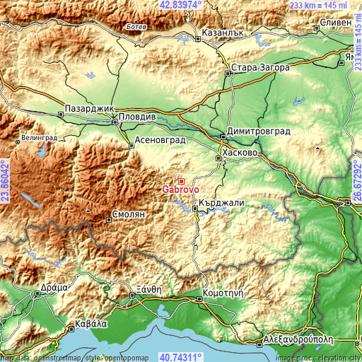 Topographic map of Gabrovo