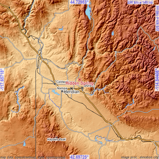 Topographic map of Hidden Spring