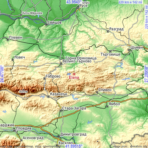 Topographic map of Elena