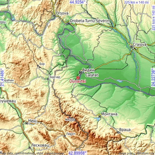 Topographic map of Dunavtsi