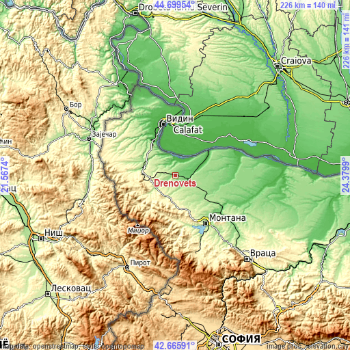Topographic map of Drenovets
