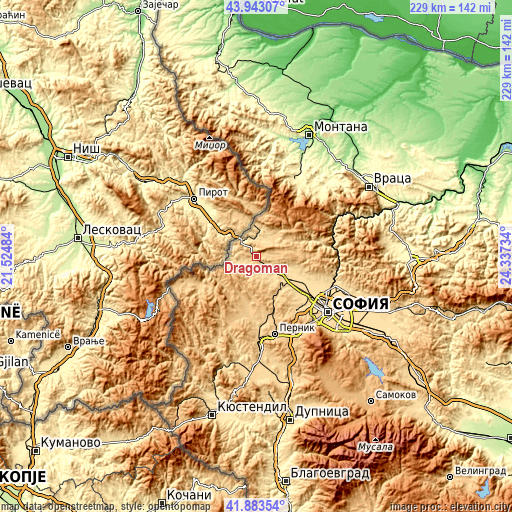 Topographic map of Dragoman