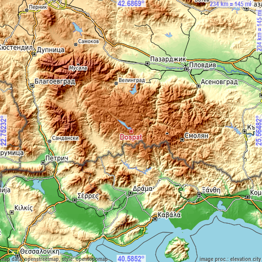 Topographic map of Dospat
