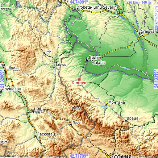 Topographic map of Dimovo