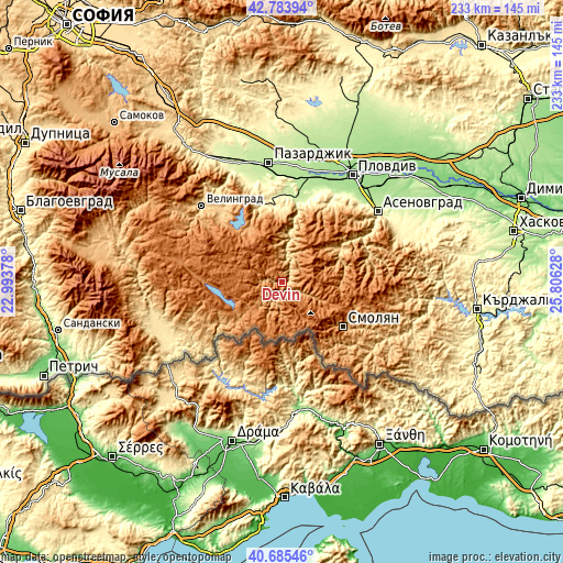 Topographic map of Devin