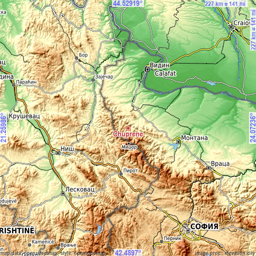 Topographic map of Chuprene