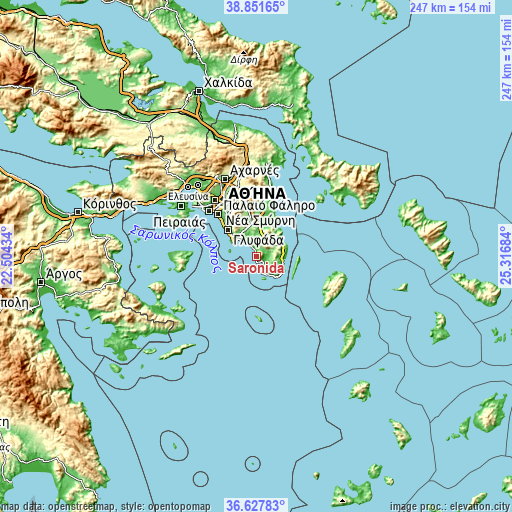 Topographic map of Saronída